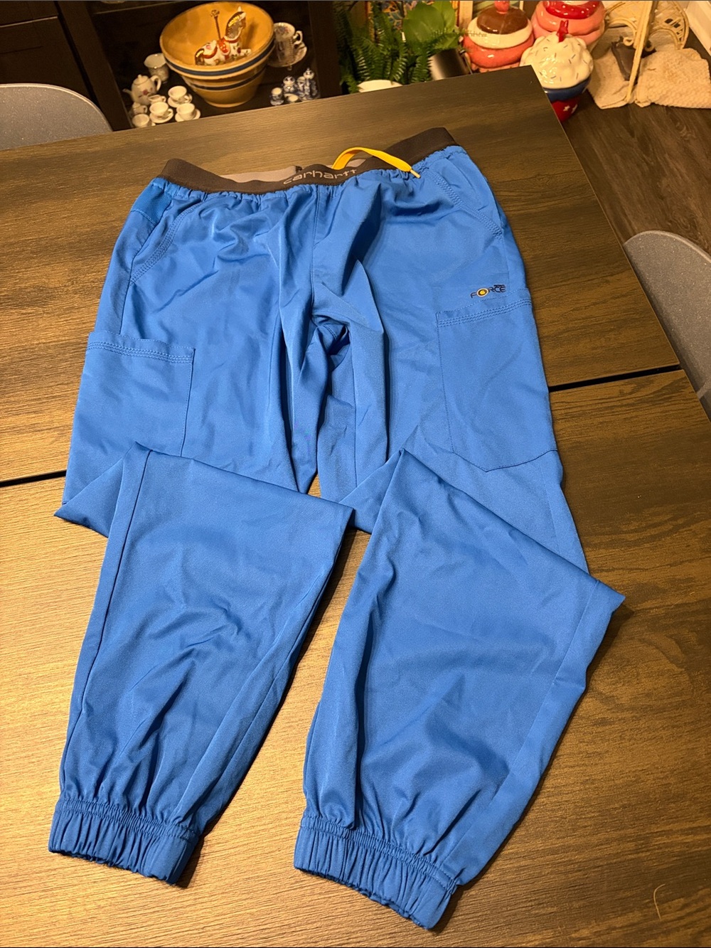 Carhartt Force Essentials Jogger Scrub Pants Ceil Blue Small Petite SP EUC